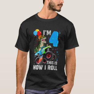 T-shirt Enfants 4e anniversaire I'm 4 Voici comment je rou