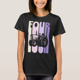 T-shirt Enfants 4e anniversaire Rétro ferme Tracteur Thème