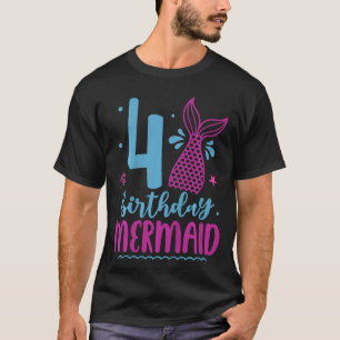 T-shirt Enfants 4e anniversaire Sirène 4 ans fille sirène