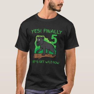T-shirt Enfants 5 5 5e Anniversaire Fête Gâteau Panthère Z