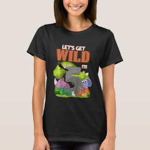 T-shirt Enfants 5 ans 5Anniversaire Zoo Animal Safari Jun