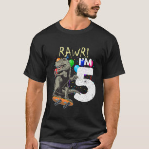 T-shirt Enfants 5 Ans 5E Anniversaire Garçon T Rex Dinosau