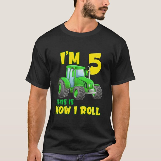 T-shirt Enfants 5 ans Anniversaire Garçon Tracteur 5E B (Devant)
