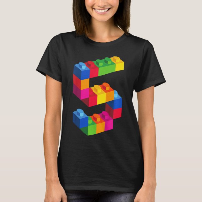 T-shirt Enfants 5 ans Bâtiments Blocs Anniversaire Briques (Devant)