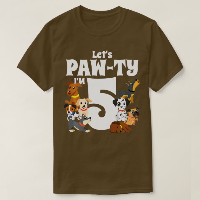 T-shirt Enfants 5 ans Chien chiot Anniversaire Chien pawty (Design devant)