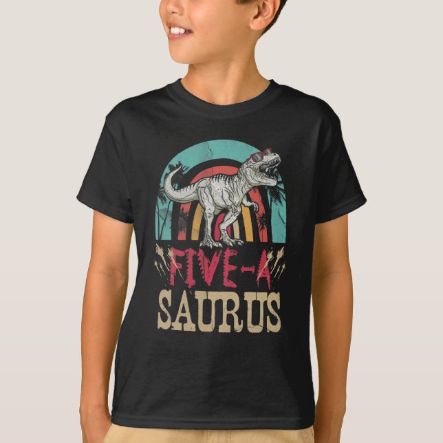 T-shirt Enfants 5 ans Dinosaur Anniversaire 5e T Rex Dino (Devant)