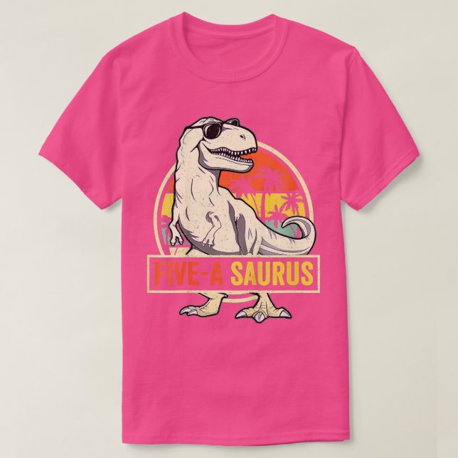 T-shirt Enfants 5 ans Dinosaur Anniversaire 5ème Rex Dino  (Design devant)