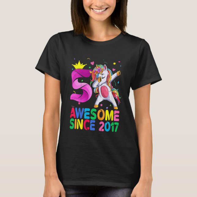 T-shirt Enfants 5 ans Filles Ados Dabbing Unicorn 5e B (Devant)