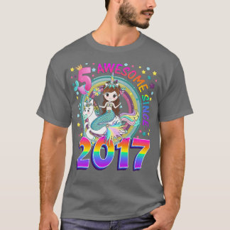 T-shirt Enfants 5 ans Filles mignonnes Sirène Awesome Depu
