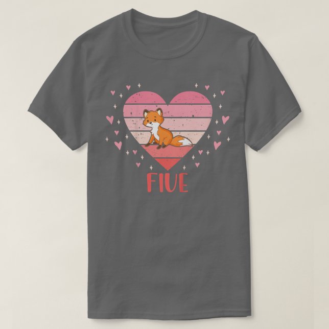 T-shirt Enfants 5 ans mignonne Fox Anniversaire fille 5e B (Design devant)