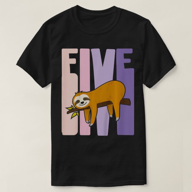 T-shirt Enfants 5 ans mignonne Sloth Anniversaire fille 5e (Design devant)