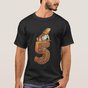 T-shirt Enfants 5 Ans Reptile Dragon Porté 5E Anniversaire