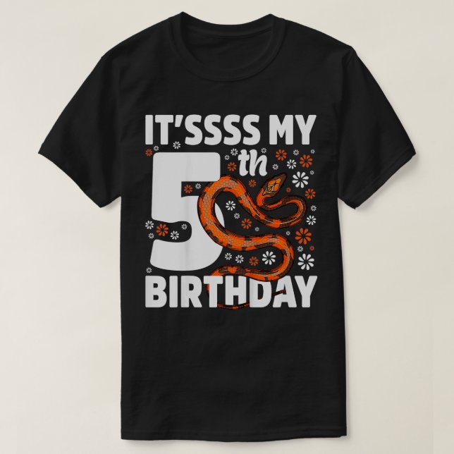 T-shirt Enfants 5 ans Serpent 5 ans fête d'anniversaire Bo (Design devant)