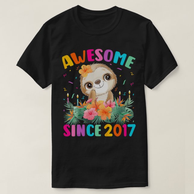T-shirt Enfants 5 ans Sloth Lover Awesome depuis 2017 5t (Design devant)