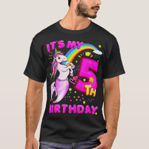 T-shirt Enfants 5Anniversaire Unicorn Mermicorn Mermaid po
