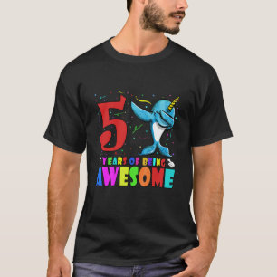 T-shirt Enfants 5E Anniversaire Fête Dabbing Narwhal - 5 A