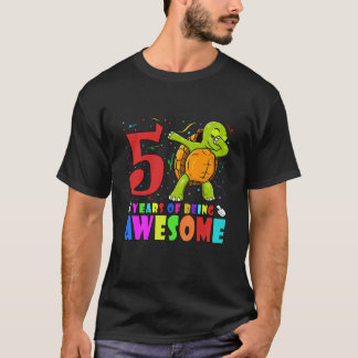 T-shirt Enfants 5E Anniversaire Fête Tortue - 5 Ans O