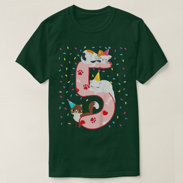 T-shirt Enfants 5e anniversaire Fille mignonne tenue de ch (Design devant)