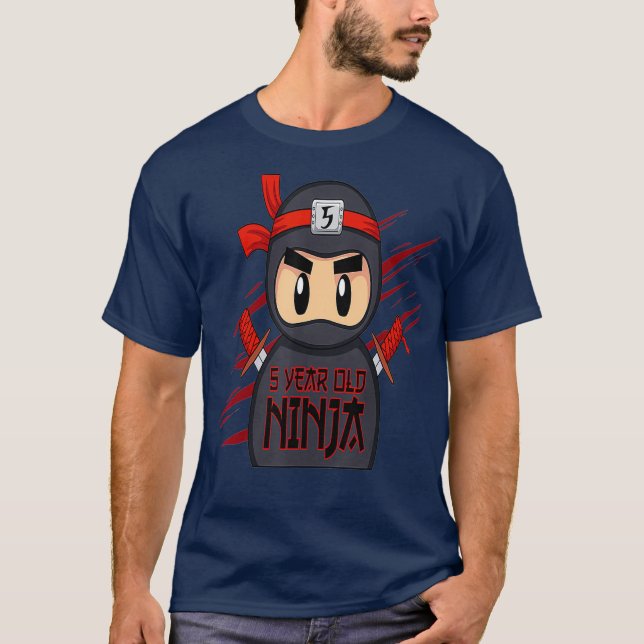T-shirt Enfants 5e anniversaire Ninja Boys 5 ans (Devant)