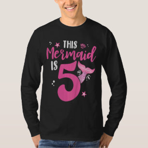 T-shirt Enfants 5e anniversaire Sirène 5 filles jumelles f
