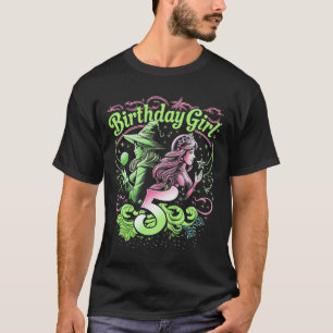 T-shirt Enfants 5e Anniversaire Sorcière rose et verte 5 A