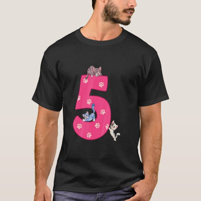 T-shirt Enfants 5h Chat Anniversaire Célébrant 5 ans Vieux (Devant)