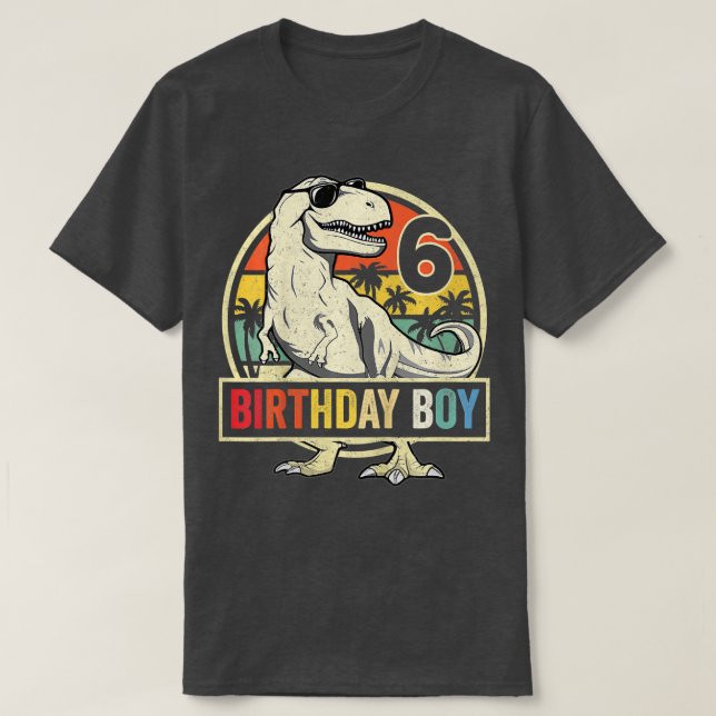 T-shirt Enfants 6 ans 6e anniversaire garçon Rex Dinosaur (Design devant)