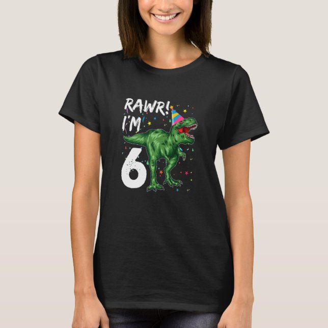 T-shirt Enfants 6 ans Dinosaur Rex 6e anniversaire Dino Bo (Devant)