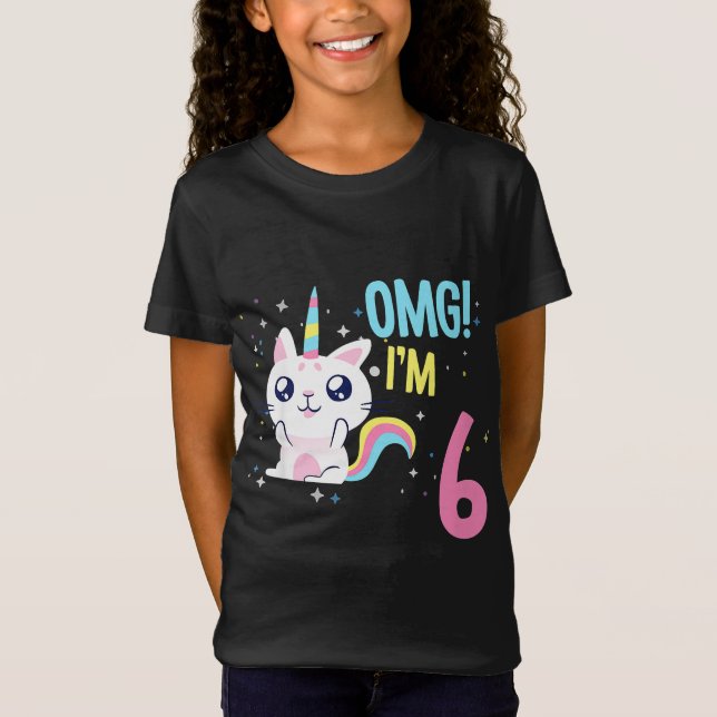 T-Shirt Enfants 6 ans fille Anniversaire tenue Unicorn Cha (Devant)