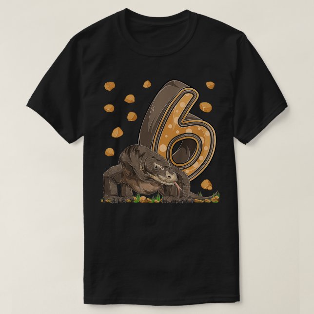 T-shirt Enfants 6 ans Komodo dragon Reptile 6e anniversair (Design devant)