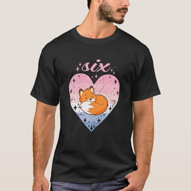 T-shirt Enfants 6 ans Mignonne Fox Anniversaire Fille 6e B (Devant)