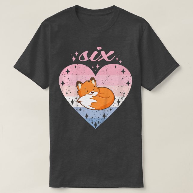 T-shirt Enfants 6 ans mignonne Fox Anniversaire fille 6e B (Design devant)