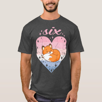T-shirt Enfants 6 ans mignonne Fox Anniversaire fille 6e B