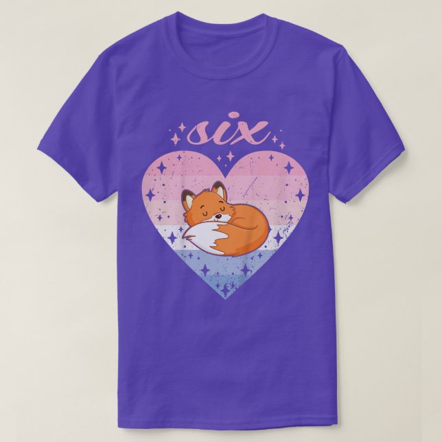 T-shirt Enfants 6 ans Mignonne Fox Anniversaire Fille 6e B (Design devant)