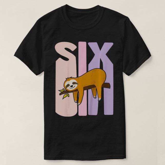T-shirt Enfants 6 ans mignonne Sloth Birthday Girl 6e Anni (Design devant)