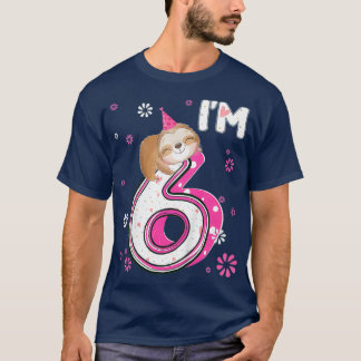 T-shirt Enfants 6 ans Sloth 6th Birthday Girl Party