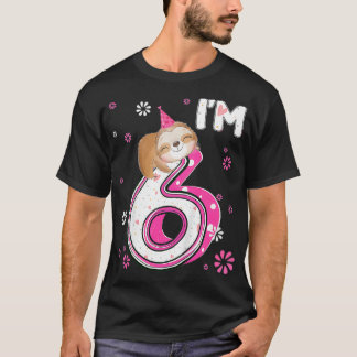 T-shirt Enfants 6 ans Sloth 6th Birthday Girl Party Anim