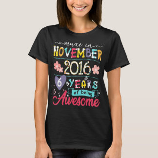 T-shirt Enfants 6e anniversaire Cadeau floral pour les fil
