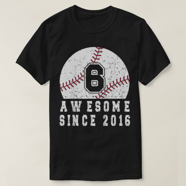 T-shirt Enfants 6e anniversaire de Baseball Boy Né En 2016 (Design devant)