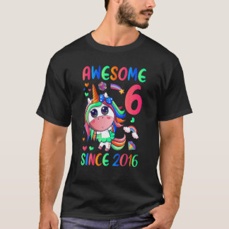 T-shirt Enfants 6E Anniversaire Fête Unicorne Fille 6 Ans 