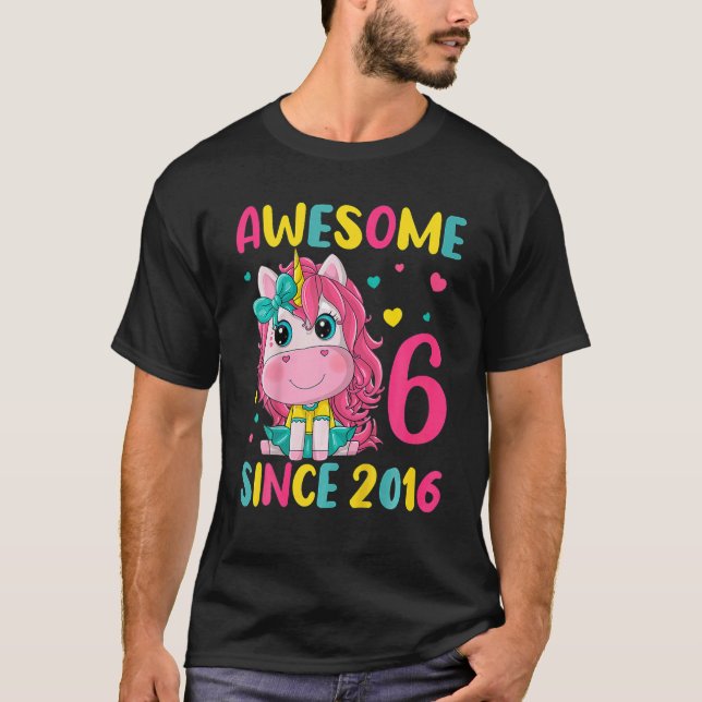 T-shirt Enfants 6E Anniversaire Fête Unicorne Fille 6 Ans  (Devant)