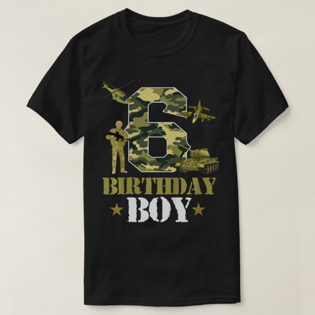 T-shirt Enfants 6e anniversaire Militaire Thème Camo Boys  (Design devant)