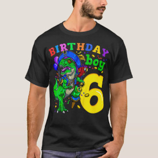 T-shirt Enfants 6e anniversaire Pirate Dinosaur Anniversai