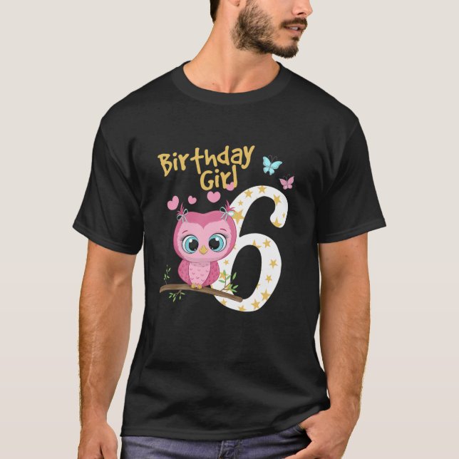 T-shirt Enfants 6E Anniversaire Pour Filles Chouette Anniv (Devant)