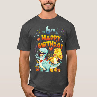 T-shirt Enfants 6ème Anniversaire Joyeux 6 ans Dino Dinosa