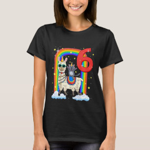 T-shirt Enfants 6ème Anniversaire Lama Llamacorne Et Chat