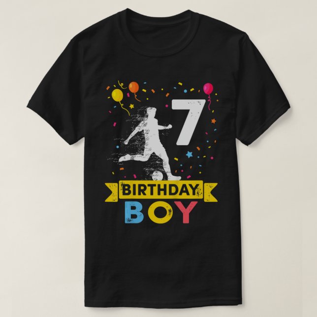 T-shirt Enfants 7 ans Anniversaire Garçon Football 7e anni (Design devant)