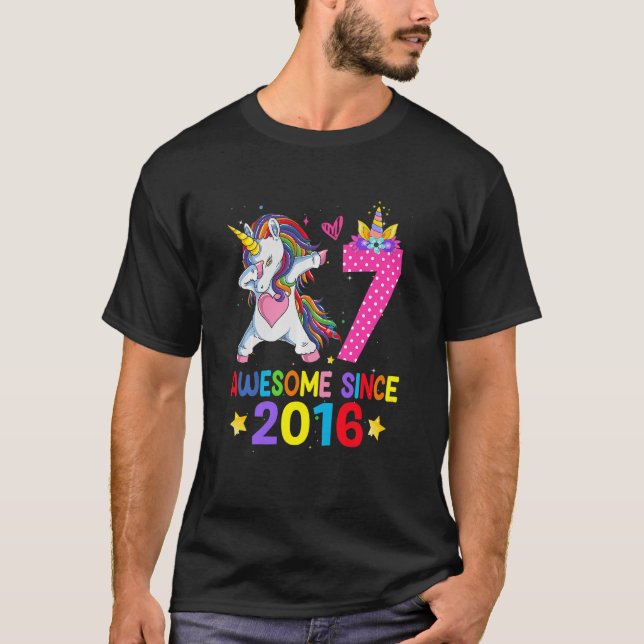 T-shirt Enfants 7 ans Filles Ados Dabbing Unicorn 7e B (Devant)
