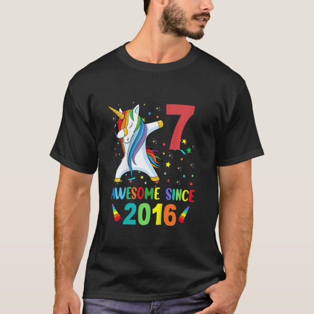 T-shirt Enfants 7 ans Filles Ados Dabbing Unicorn 7e B (Devant)