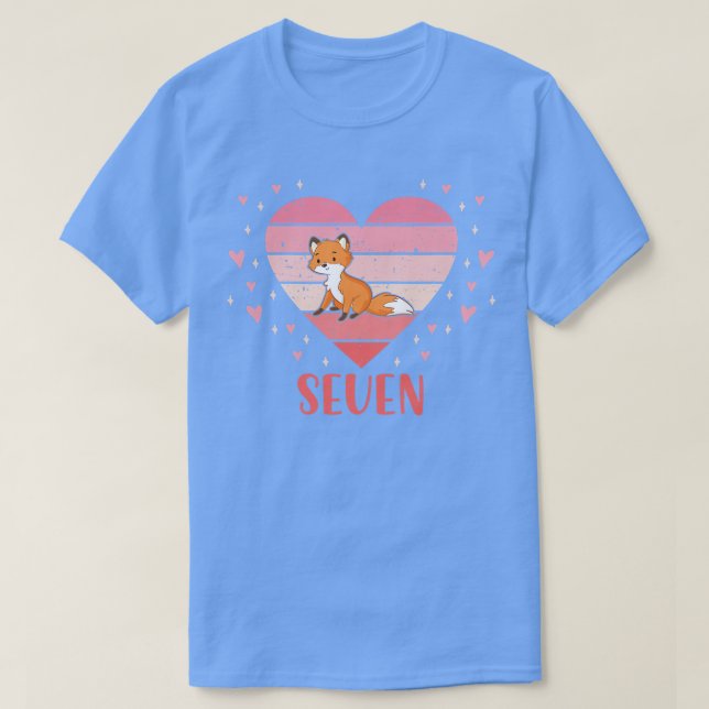 T-shirt Enfants 7 ans Mignonne Fox Anniversaire Fille 7e B (Design devant)